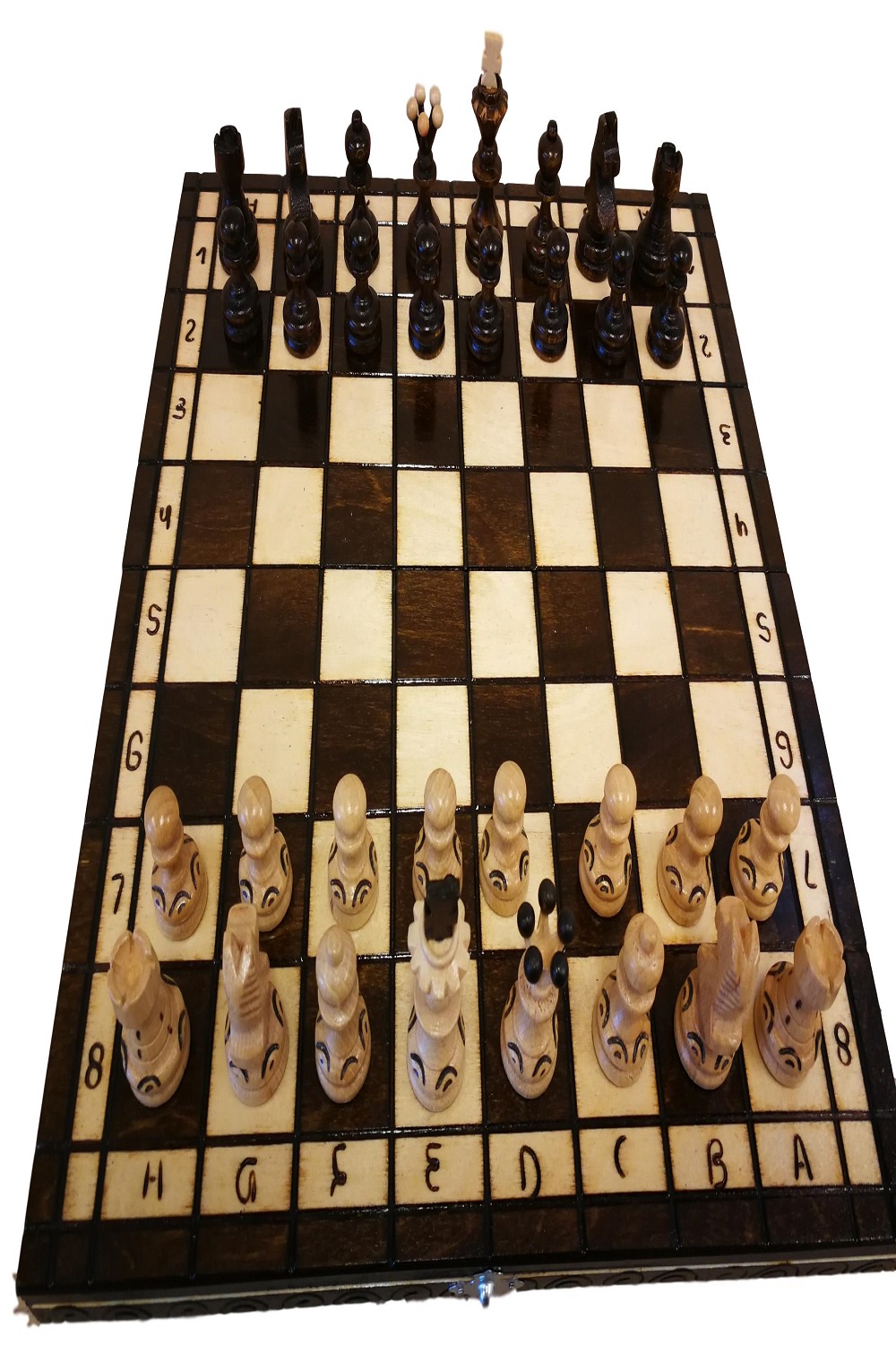 Schach Schachspiel TANNENBAUM Schachbrett 50 x 50 cm KH 120 mm Holz Handarbeit