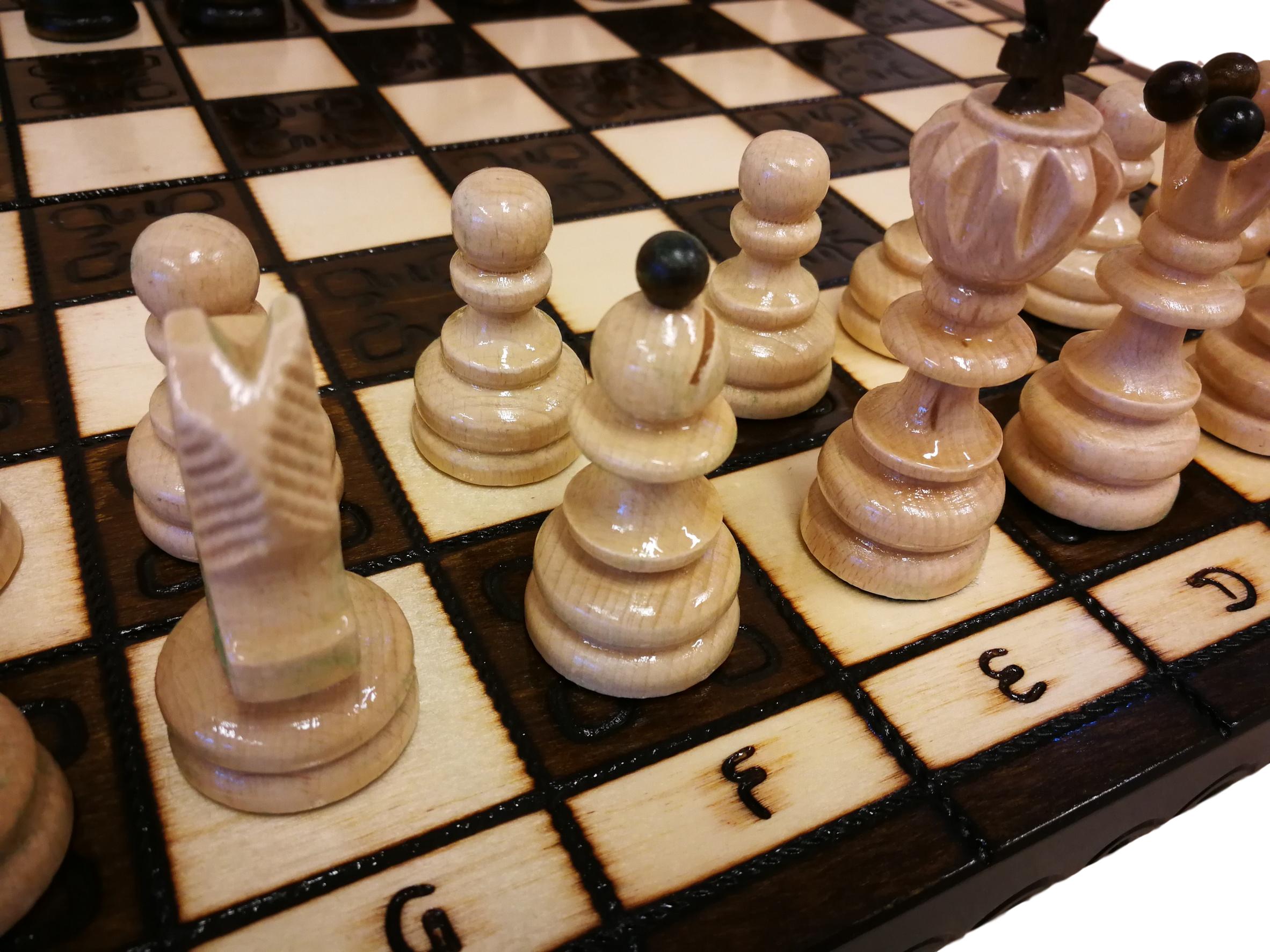 Schachspiel aus Holz Figuren Schachbrett edel handgefertigtes 43cm Kiste Groß! eBay